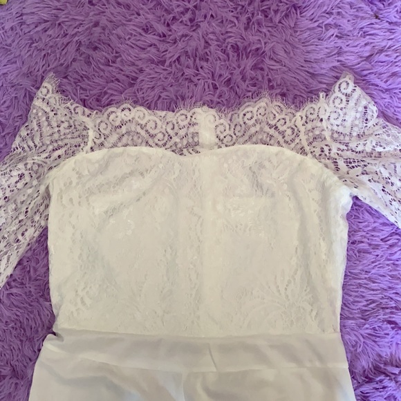 White lacey shorts romper - Picture 3 of 5